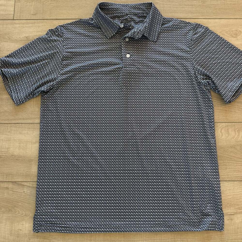 Greg Norman Play Dry Mens M Navy Geometric Print